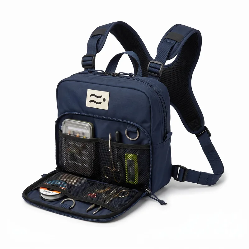 Driftline chest pack, navy, open