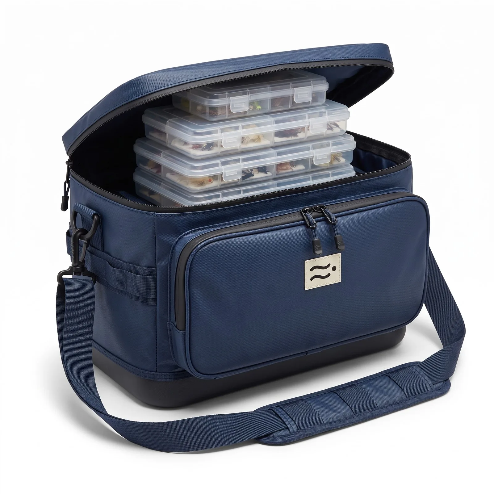 Driftline boat tackle bag, navy, open