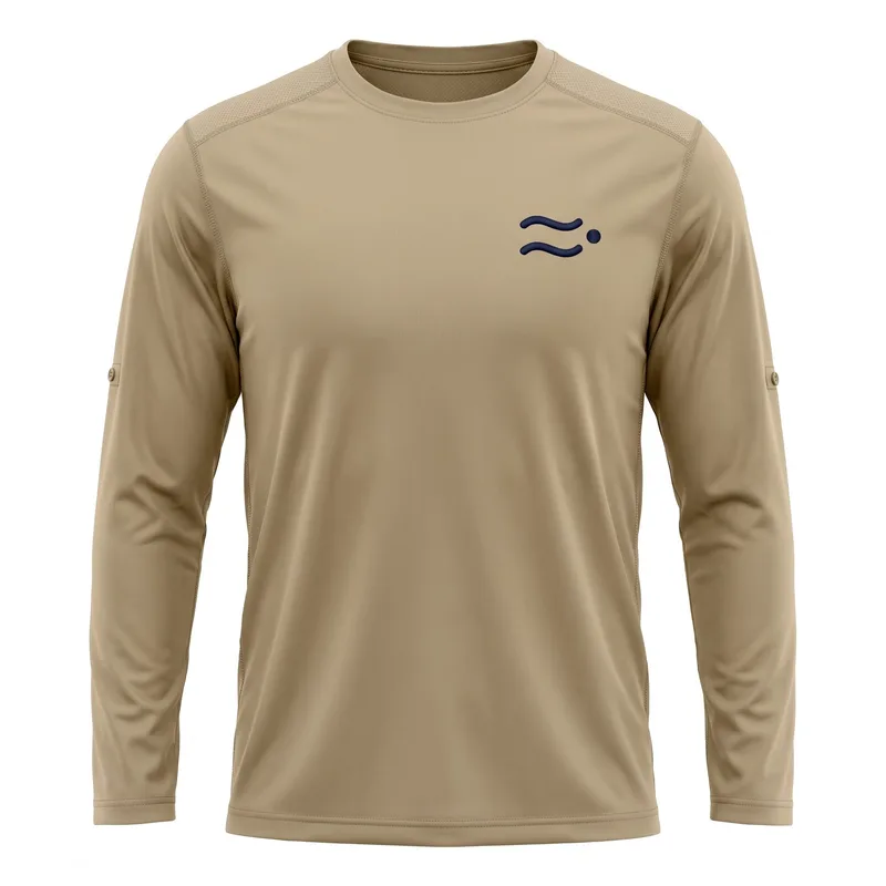 Driftline UPF 50+ long-sleeve sun shirt, sand, embroidered mark