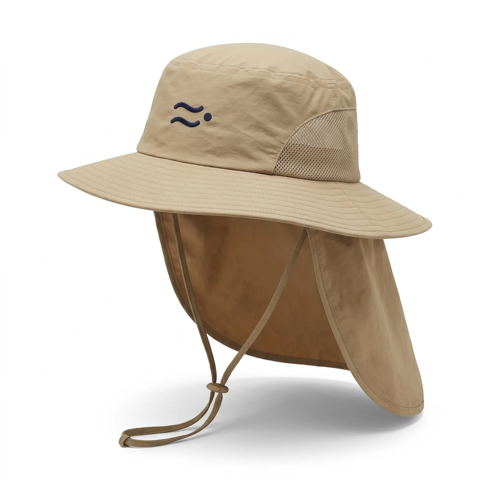 Driftline UPF 50+ wide-brim sun hat with neck flap, sand